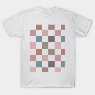 Romantic Pink Beige Checkerboard Pattern T-Shirt